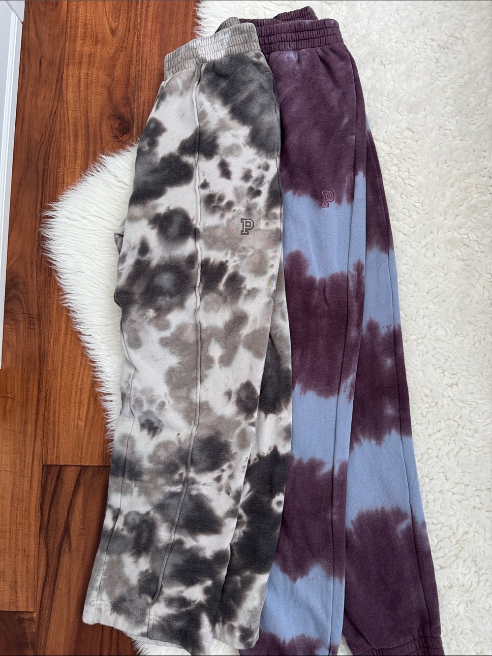 PINK Victoria's Secret Tie-Dye Joggers in Gray & Purple/Blue